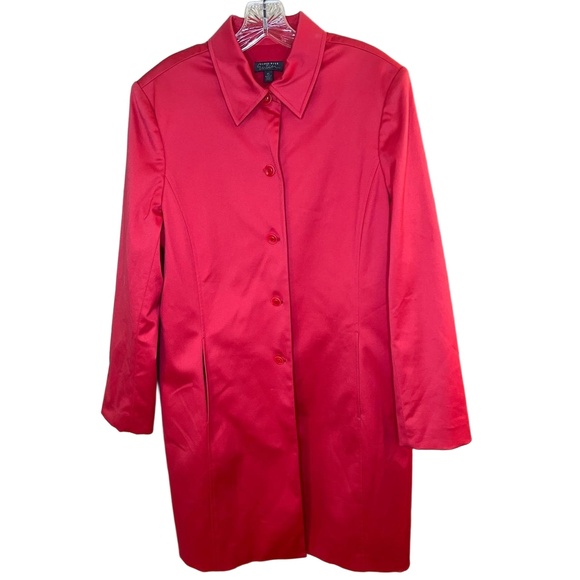 Classiques Entier Womens Size XL Red Tailored Trench Coat Vintage 90s Pockets - Picture 1 of 9